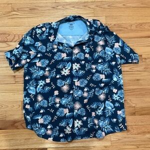 Chaps Navy and Beige Floral Shirt